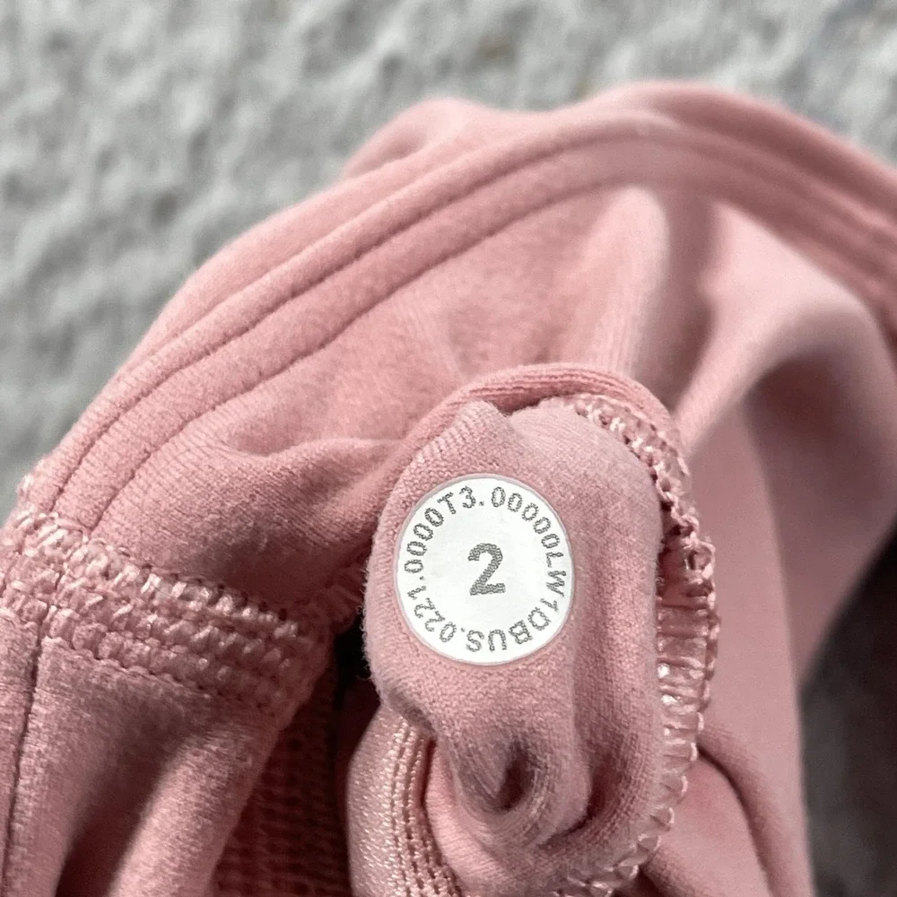Lululemon Bra Womens 2 Pink Ruched Front Longline Sports Bra Yoga Gym Running